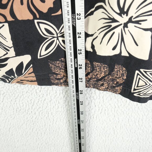RJC Hawaiian Shirt Mens Large Black Brown Floral Geometric Button Up Cotton Camp - Picture 4 of 7